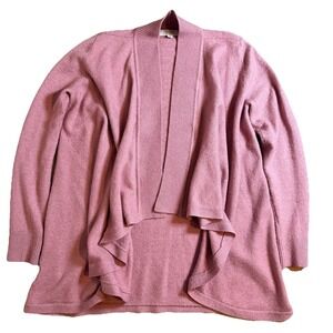 LOFT Open Front Cardigan Women's Large Pink Lounge Lightweight Knit Sweater